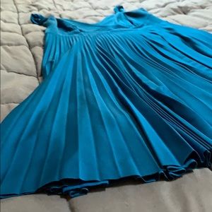 Teal blue pleated dress